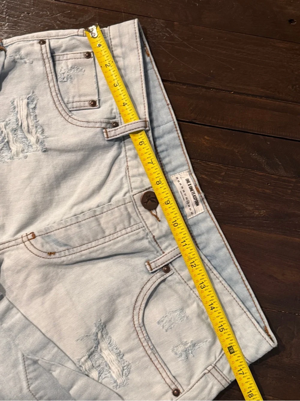 One Teaspoon Light Blue Button-Fly Denim Shorts